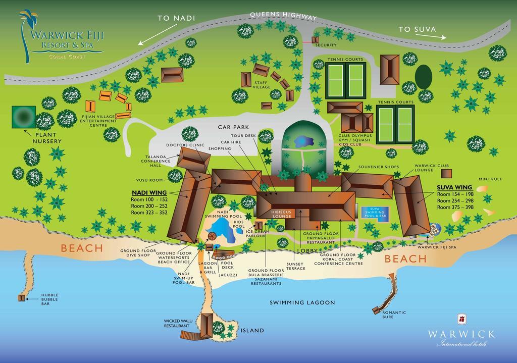 The Warwick Fiji Hotel Korolevu  Exterior photo Map of the resort